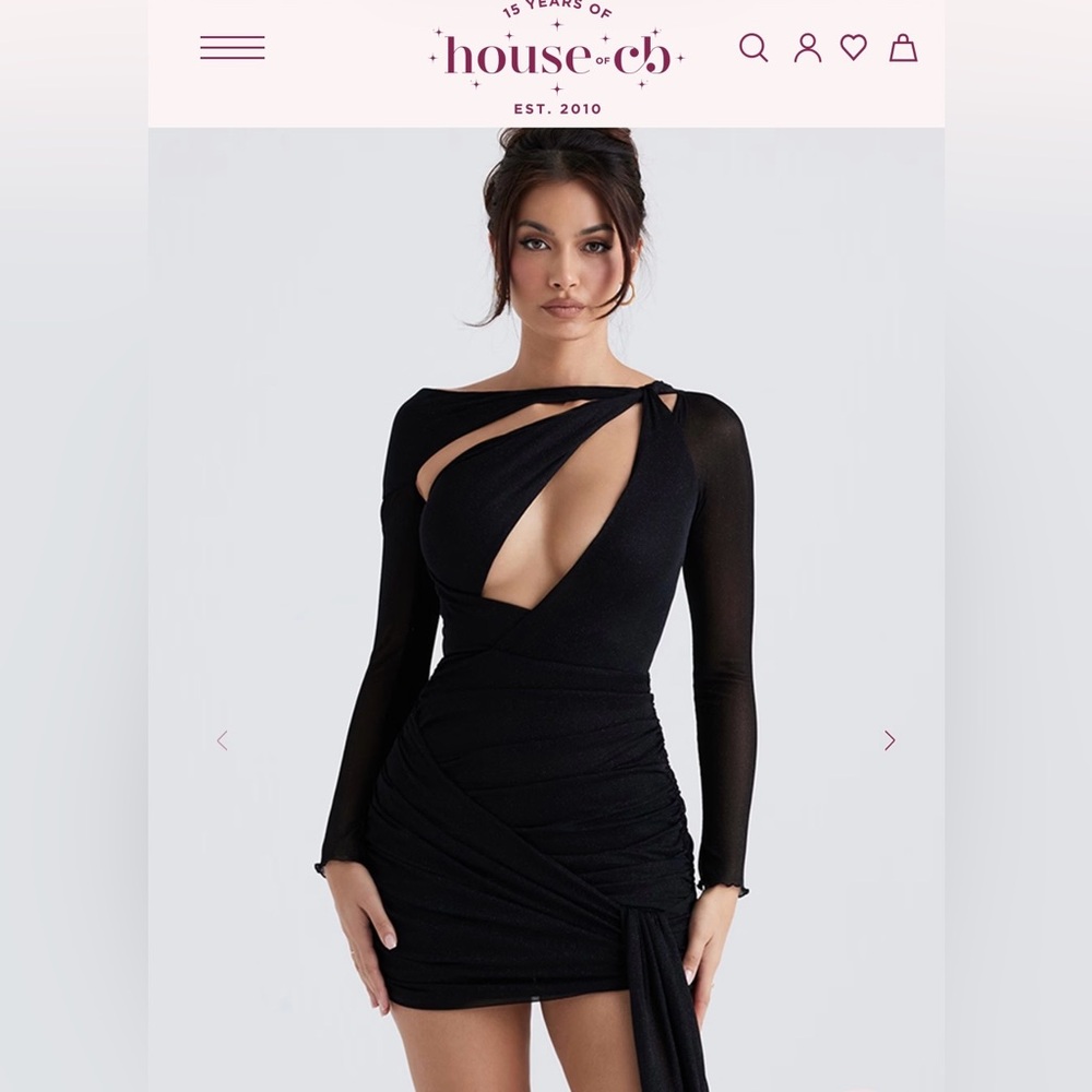 House of CB Black Cut-Out Long Sleeve Dress